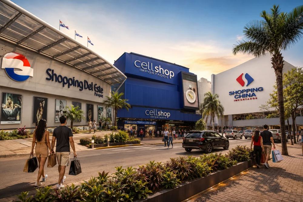 Comércio em Ciudad del Este, no Paraguai